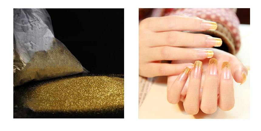 Glitter em pó dourado para unhas
