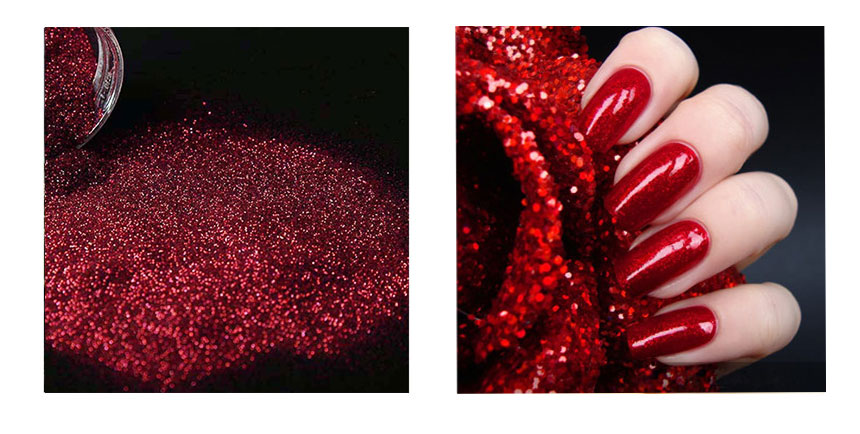 Glitter em pó vermelho para unhas