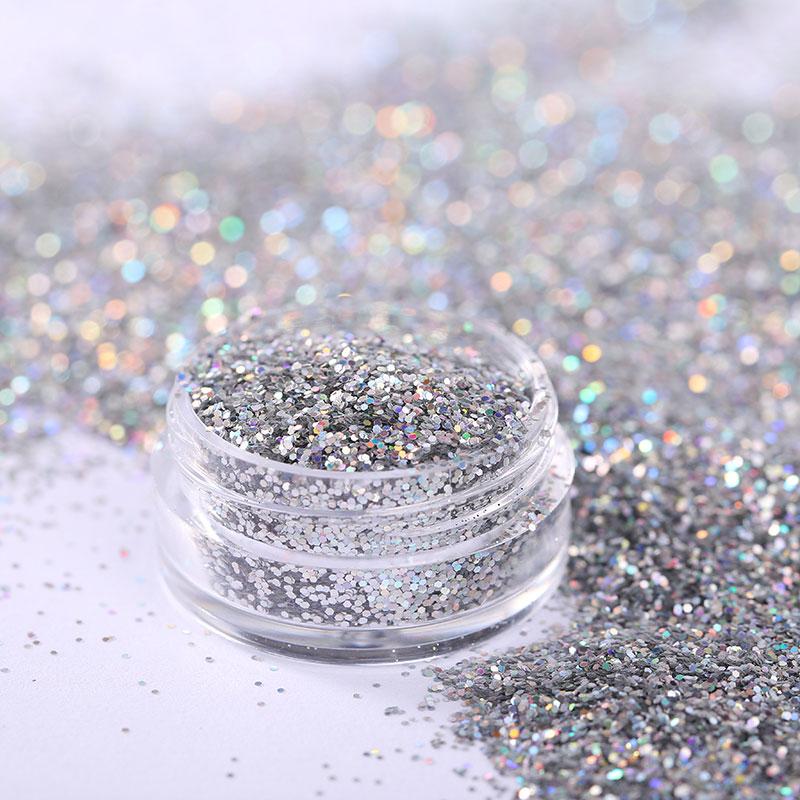 Glitter prateado holográfico