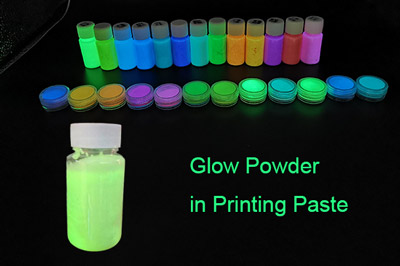 Instruções para preparar e usar o pó luminescente na pasta de impressão.