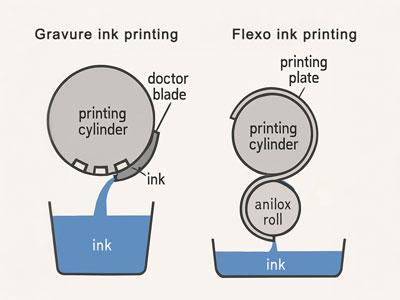 Tintas para impressão em rotogravura versus tintas para impressão flexográfica: comparação completa